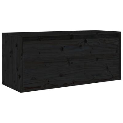 vidaXL 4 darab fekete tömör fenyőfa TV-szekrény