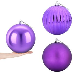 vidaXL XXL kar&aacute;csonyi g&ouml;mbk&eacute;szlet 3 db Lila &Oslash; 25 cm Műanyag