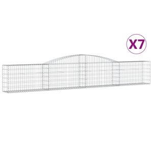 vidaXL 7 db &iacute;ves horganyzott vas gabion kos&aacute;r 400x30x60/80 cm