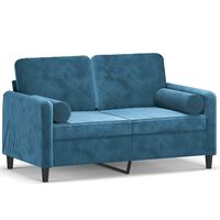 vidaXL 2 személyes kék bársony kanapé díszpárnákkal 120 cm