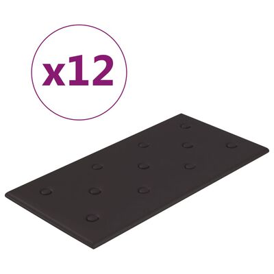vidaXL 12 db fekete műbőr fali panel 60 x 30 cm 2,16 m²