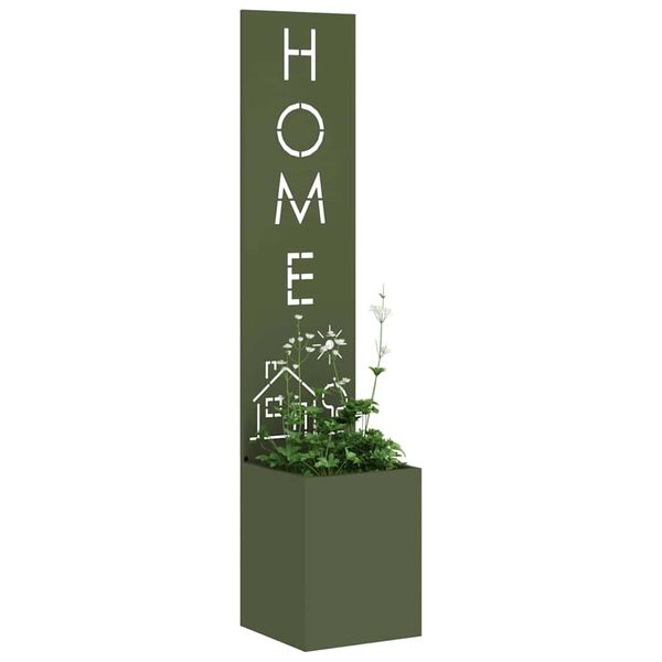 vidaXL Kertvédő vászon Oliva zöld 32 x 140 cm Hidegen hengerelt acél