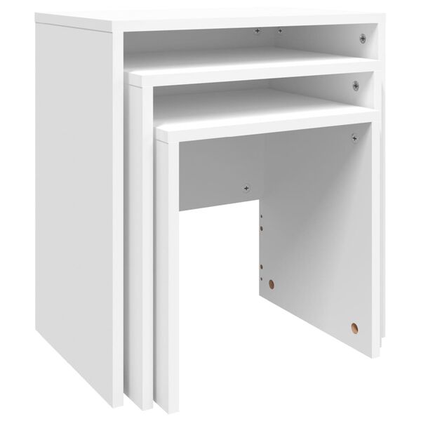 vidaXL 3 db fehér szerelt fa rakásolható dohányzóasztal