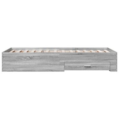 vidaXL szürke sonoma színű szerelt fa ágykeret fiókokkal 90 x 190 cm