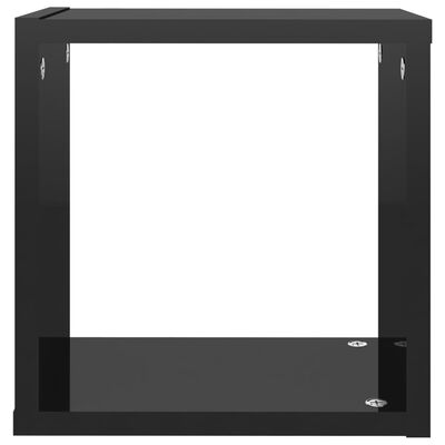 vidaXL 6 db magasfényű fekete fali kockapolc 26 x 15 x 26 cm
