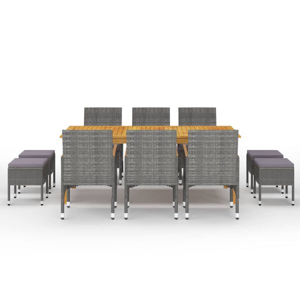 vidaXL 11 r&eacute;szes sz&uuml;rke kerti &eacute;tkezőgarnit&uacute;ra