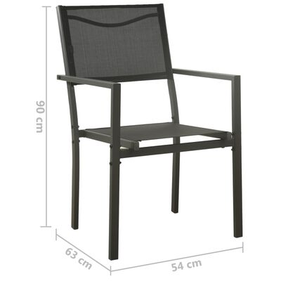 vidaXL 4 db fekete és antracitszürke textilén és acél kerti szék