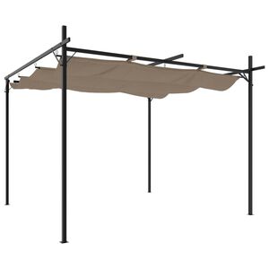 vidaXL tópszínű pergola behúzható tetővel 295 x 292 x 230 cm