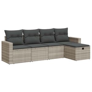 vidaXL 5 r&eacute;szes vil&aacute;gossz&uuml;rke polyrattan kerti &uuml;lőgarnit&uacute;ra p&aacute;rn&aacute;kkal
