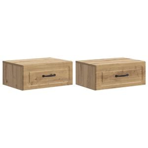 vidaXL Fali &eacute;jjeli szekr&eacute;ny 2 db K&eacute;zműves T&ouml;lgy 49 x 34,5 x 20 cm