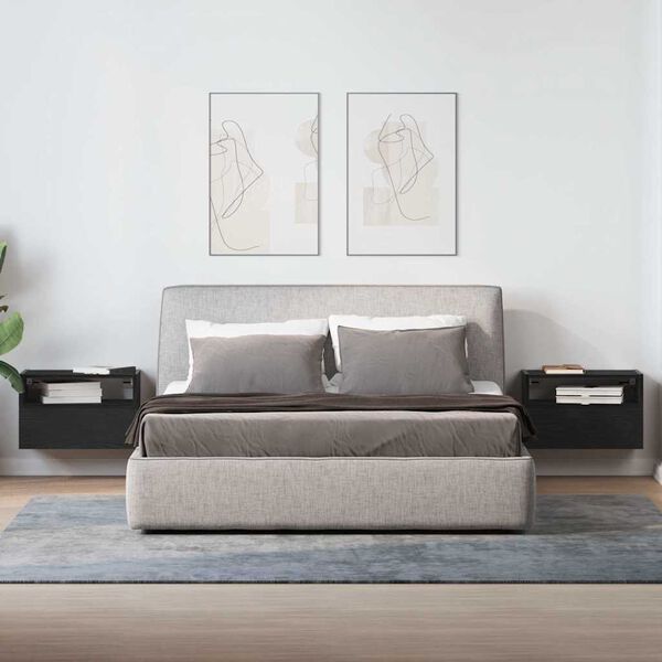 vidaXL 2 db fekete falra szerelhető &eacute;jjeliszekr&eacute;ny 45 x 26 x 28,5 cm
