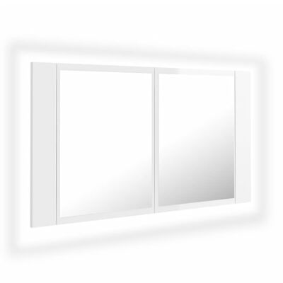 vidaXL magasfényű fehér LED-es tükrös fürdőszobaszekrény 80x12x45 cm