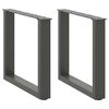 vidaXL 2 db antracitsz&uuml;rke, U alak&uacute; ac&eacute;l doh&aacute;nyz&oacute;asztal l&aacute;b 50 x (42-43) cm