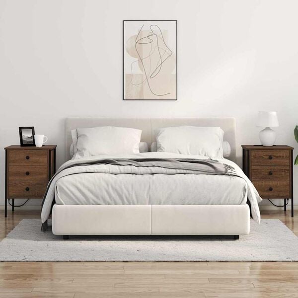 vidaXL &Eacute;jjeliszekr&eacute;ny 2 pcs Barna T&ouml;lgy 42 x 41 x 61 cm Faanyag