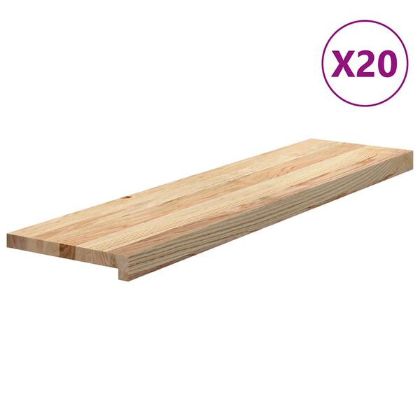 vidaXL 20 db t&ouml;m&ouml;r t&ouml;lgyfa l&eacute;pcsőfokok kezeletlen 100x25x2 cm