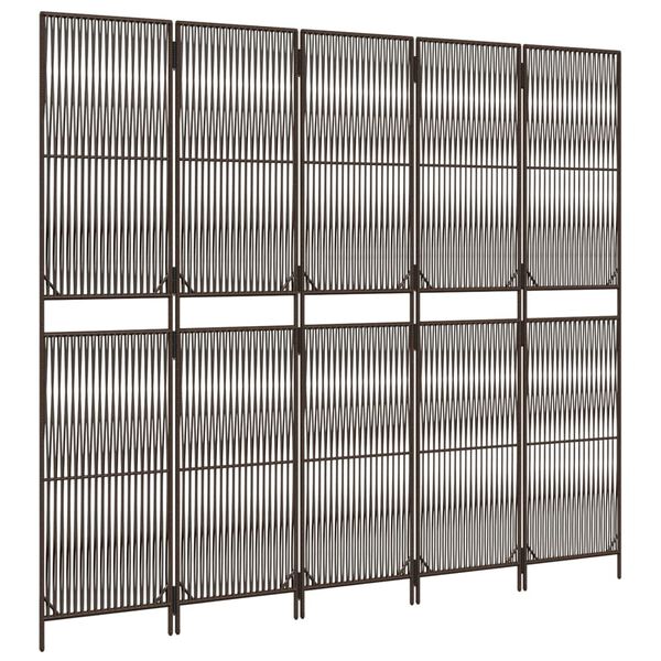 vidaXL barna 5-paneles polyrattan térelválasztó