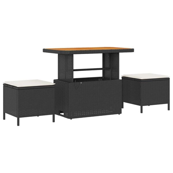 vidaXL Kerti Kanap&eacute; Szett 11 pcs Fekete polirattan