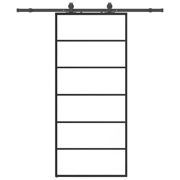 vidaXL fekete ESG &uuml;veg tol&oacute;ajt&oacute; f&eacute;mszerelv&eacute;ny-szettel 90x205 cm