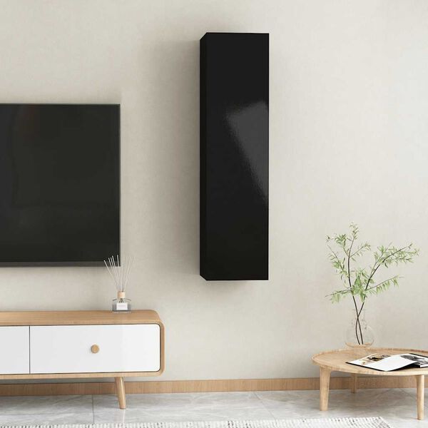 vidaXL 2 db magasfényű fekete szerelt fa TV-szekrény 30,5 x 30 x 60 cm