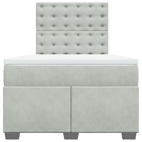 vidaXL világosszürke bársony rugós ágy matraccal 120 x 190 cm