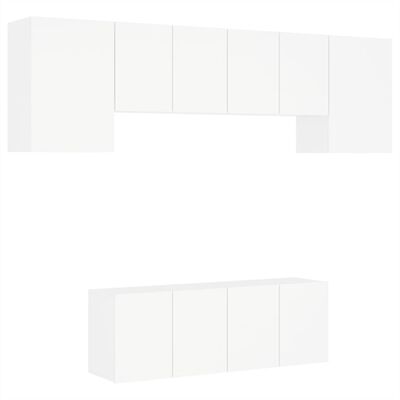 vidaXL 6 darab fehér szerelt fa falra szerelhető TV-bútor