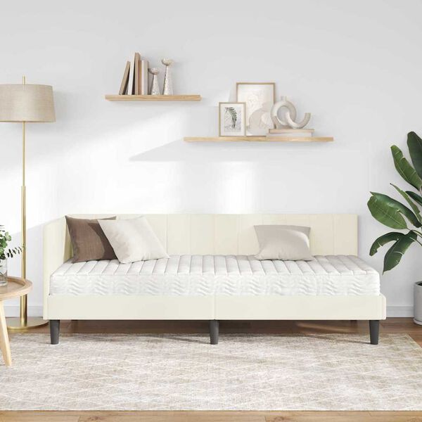 vidaXL Sarok &Aacute;gykeret Matraccal matracmal 2 pcs Kr&eacute;m B&aacute;rsony