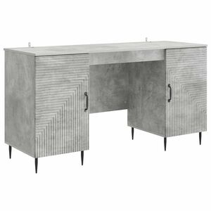 vidaXL Asztal polcokkal Betonsz&uuml;rke 142,5 x 50 x 75 cm Szerelt Fa