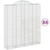 vidaXL 4 db íves horganyzott vas gabion kosár 200x50x220/240 cm