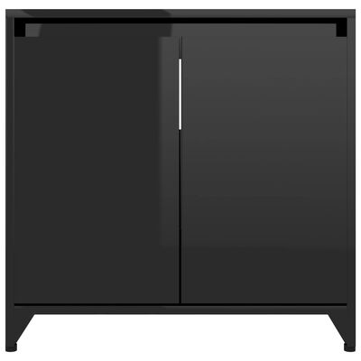 vidaXL magasfényű fekete forgácslap fürdőszobaszekrény 60 x 33 x 61 cm