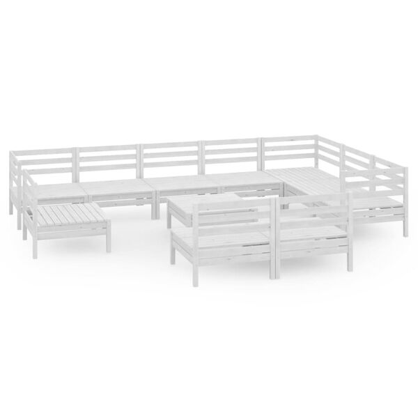 vidaXL 11 r&eacute;szes feh&eacute;r t&ouml;m&ouml;r fenyőfa kerti &uuml;lőgarnit&uacute;ra