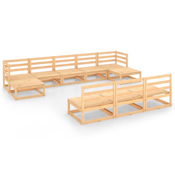 vidaXL 10 r&eacute;szes t&ouml;m&ouml;r fenyőfa kerti &uuml;lőgarnit&uacute;ra