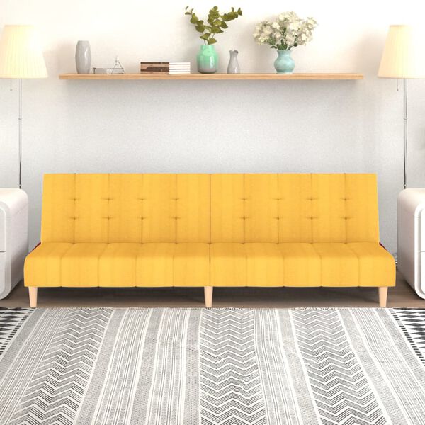 vidaXL k&eacute;tszem&eacute;lyes s&aacute;rga sz&ouml;vet kanap&eacute;&aacute;gy