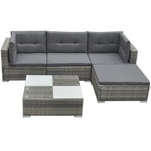 vidaXL 5 r&eacute;szes sz&uuml;rke polyrattan kerti &uuml;lőgarnit&uacute;ra p&aacute;rn&aacute;kkal