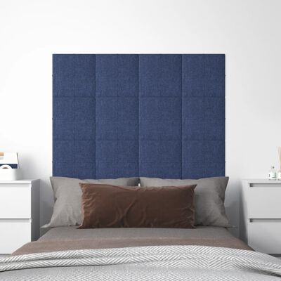 vidaXL 12 db kék szövet fali panel 30 x 30 cm 1,08 m²