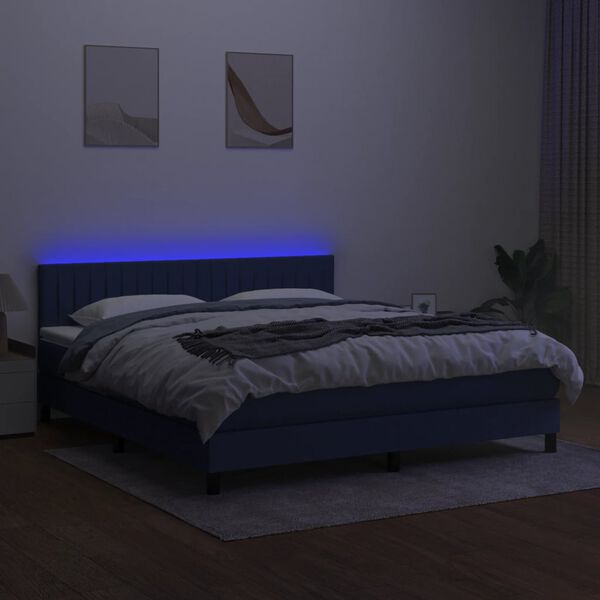 vidaXL k&eacute;k sz&ouml;vet rug&oacute;s &eacute;s LED-es &aacute;gy matraccal 180 x 200 cm