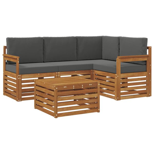 vidaXL B&uacute;tor szettek p&aacute;rn&aacute;val 5 pcs Term&eacute;szetes &eacute;s antracit Faanyag