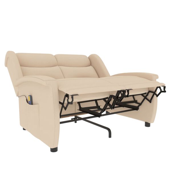 vidaXL 2 személyes krém szövet dönthető masszázsfotel