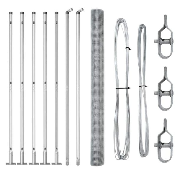 vidaXL Kerítés oszlopokkal Ezüst 1.4 x 10 m Acél