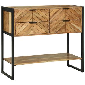 vidaXL Konzolasztal fi&oacute;kkal Barna 90 x 35 x 80 cm T&ouml;m&ouml;r Ak&aacute;cfa