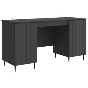 vidaXL Asztal polcokkal t&aacute;rol&oacute;val Fekete 142,5 x 50 x 75 cm Szerelt Fa