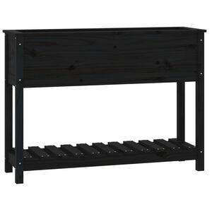 vidaXL fekete t&ouml;m&ouml;r fenyőfa n&ouml;v&eacute;nytart&oacute; polccal 111,5x34,5x81 cm