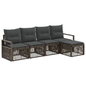 vidaXL Kerti Kanap&eacute; Szett 4 pcs Sz&uuml;rke polirattan