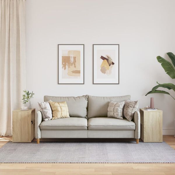 vidaXL 2 db sonoma t&ouml;lgy sz&iacute;nű szerelt fa kisasztal 50 x 30 x 50 cm