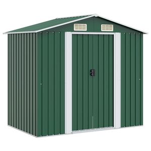 vidaXL z&ouml;ld f&eacute;m kerti f&eacute;szer 204 x 132 x 186 cm