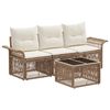 vidaXL Kerti Kanap&eacute; Szett 4 pcs B&eacute;zs polirattan