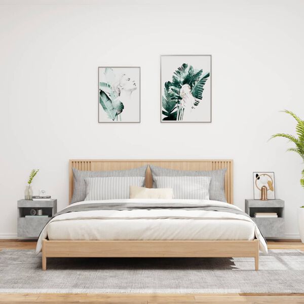 vidaXL 2 db betonsz&uuml;rke fali TV-szekr&eacute;ny LED-del 40 x 30 x 40 cm