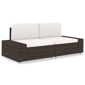 vidaXL 2 szem&eacute;lyes barna elemes polyrattan kanap&eacute;