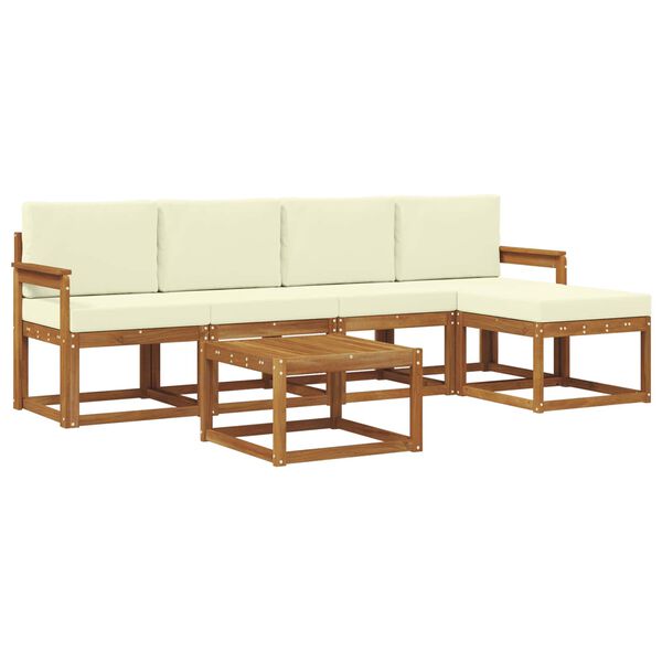 vidaXL K&uuml;lt&eacute;ri kanap&eacute; szett p&aacute;rn&aacute;val 6 pcs Term&eacute;szetes &eacute;s kr&eacute;msz&iacute;nű