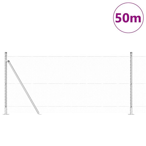 vidaXL Ker&iacute;t&eacute;soszlop Ez&uuml;st 50 x 0,8 m (25 mm h&aacute;l&oacute;) Ac&eacute;l