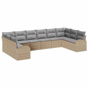 vidaXL Kanap&eacute; Szett p&aacute;rn&aacute;val 10 pcs B&eacute;zs Polyrattan